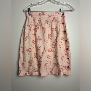 Kiko Vtg 100% Linen button down slip Boho minimalist Sustainable knee Skirt S